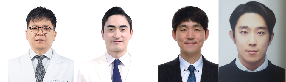 왼쪽부터 분당서울대병원 윤창호 교수, 분당서울대병원 이우진 교수, 고려대학교 세종캠퍼스 황한정 교수, 충북대학교 이화아니 연구.