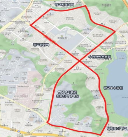 시험운행지구로 신규 지정된 수원 광교 일대