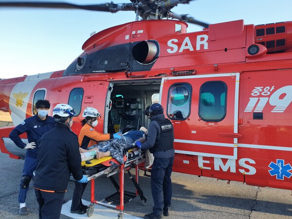 의사탑승 소방헬기(119Heli-EMS) 현장활동 사진